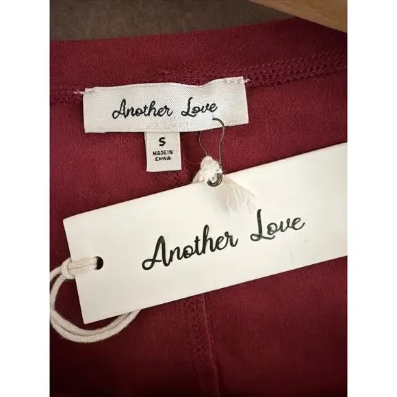 NWT Another Love Dear John Maroon Faux Suede Dress Size Small Scoop Neck Empire - Picture 4 of 4
